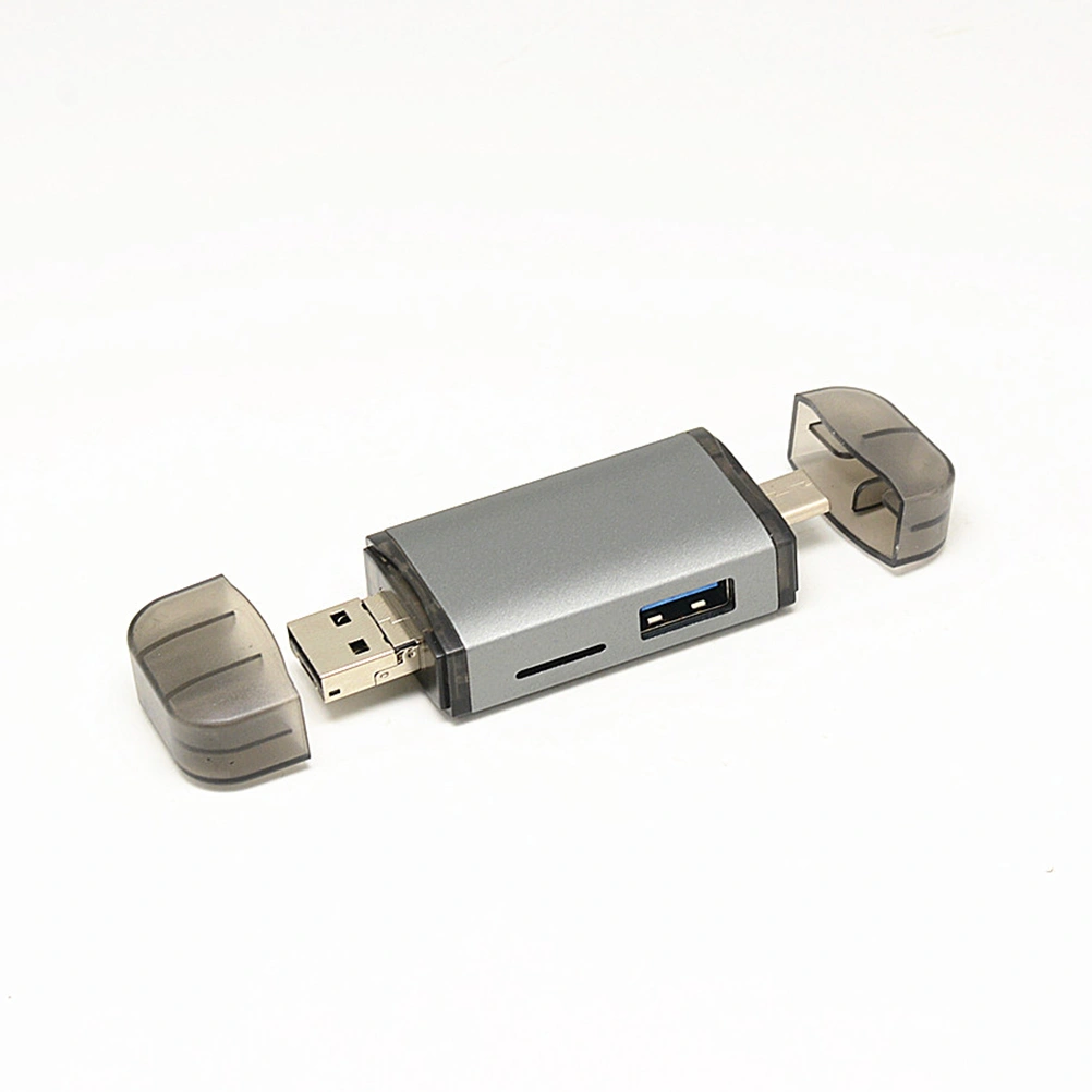 Multifunction 6 in 1 Type-c OTG Reader SD TF USB Port for Computer Phone Laptop Camera (Light Grey)