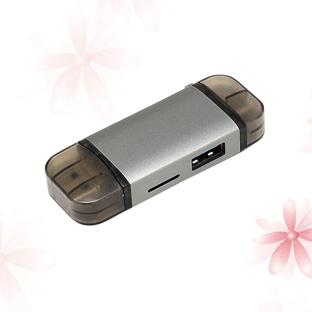 Multifunction 6 in 1 Type-c OTG Reader SD TF USB Port for Computer Phone Laptop Camera (Light Grey)