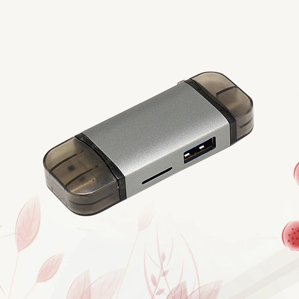 Multifunction 6 in 1 Type-c OTG Reader SD TF USB Port for Computer Phone Laptop Camera (Light Grey)