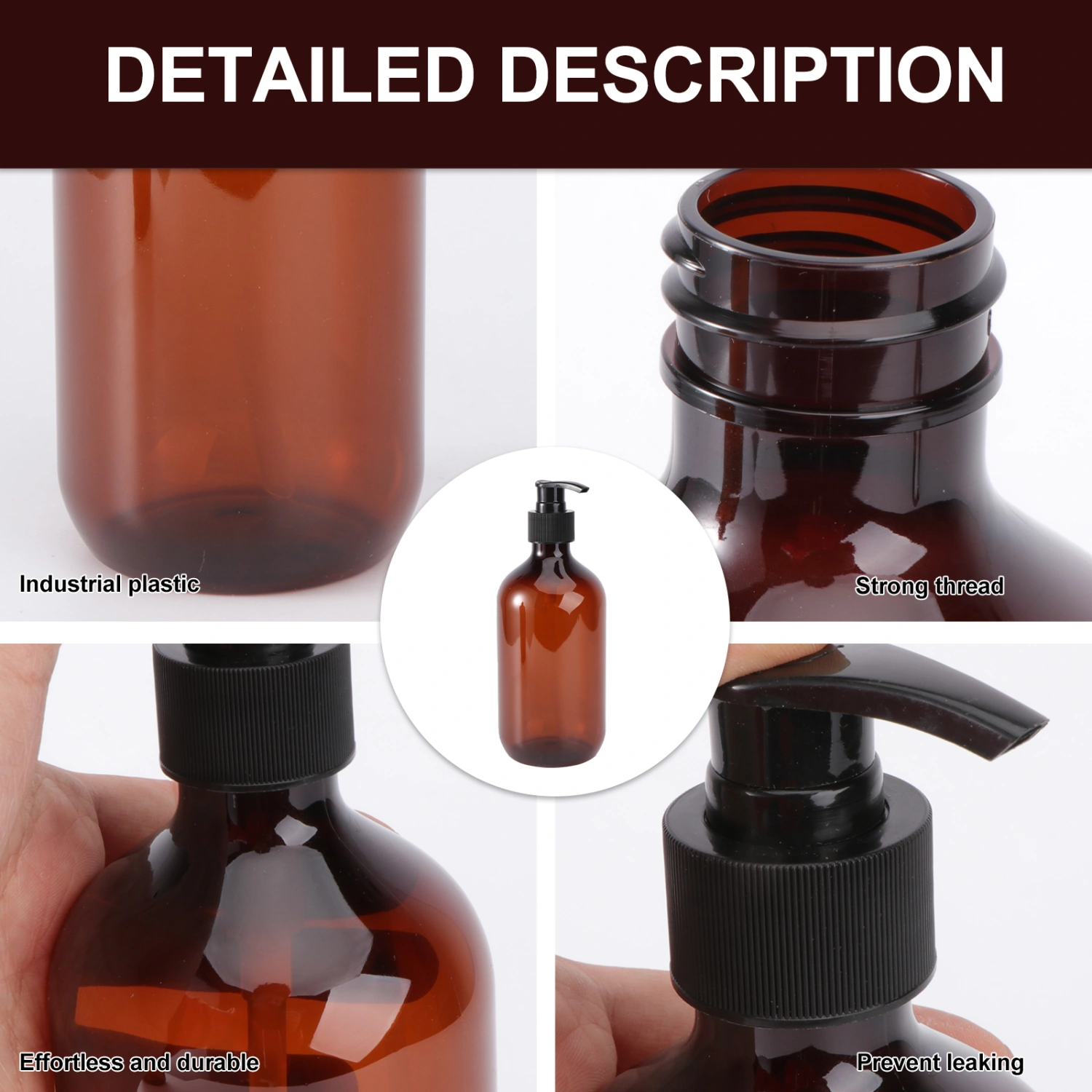 2PCS 500ml Empty Shampoo Bottles Opaque Versatile Pump Bottle Drip-free Lotion Container Hand Soap Dispenser (Light Brown)