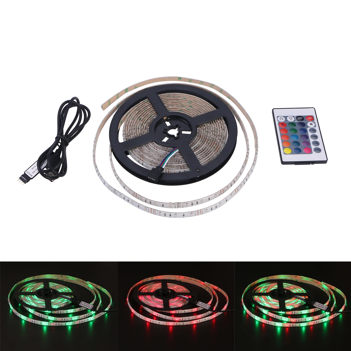 3 Meters Strip Lights Waterproof 3528 LED Lights Strip for Birthday Christmas Party Decoration with USB Cable and 24 Keys