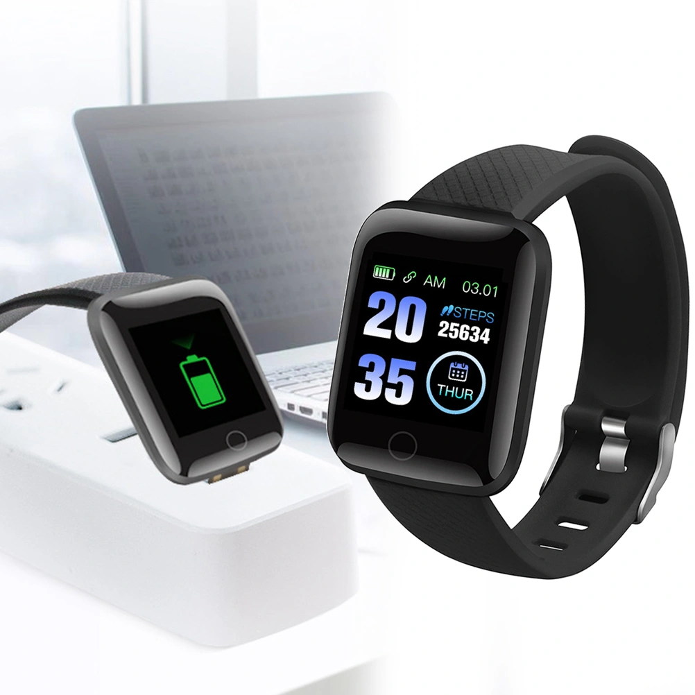 Color TFT ScreenFitness Smartwatch with Heart Rate Monitor Waterproof Wristband Smart Bracele (Black)