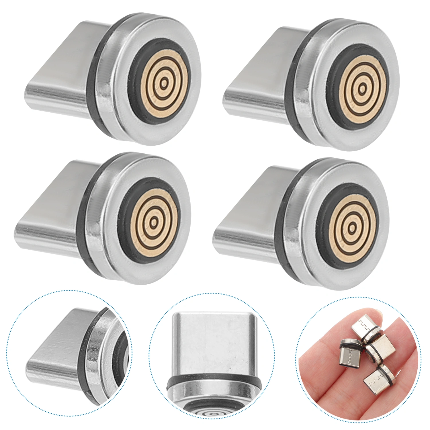 4pcs USB C Magnetic Adapter Rotatable Magnetic USB Cable Adapter Tip Connector