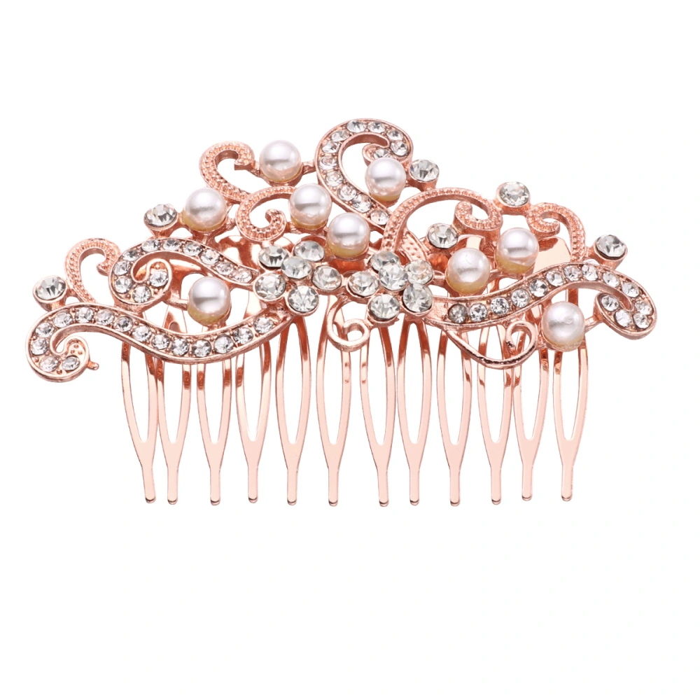 Exquisite Bride Hair Comb Delicate Headwear Headdress Wedding Dress Accessories Party Hair Ornament for Female Women (Rose Gold)