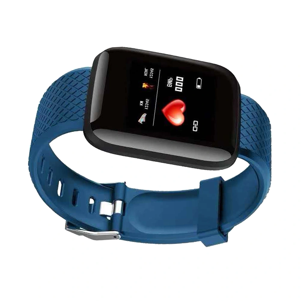 116plus USB Smart Wristband Blood Oxygen Sleep Monitor Daily Fitness Alarm Smart Band Bracelet Call Information Synchronization (Blue)