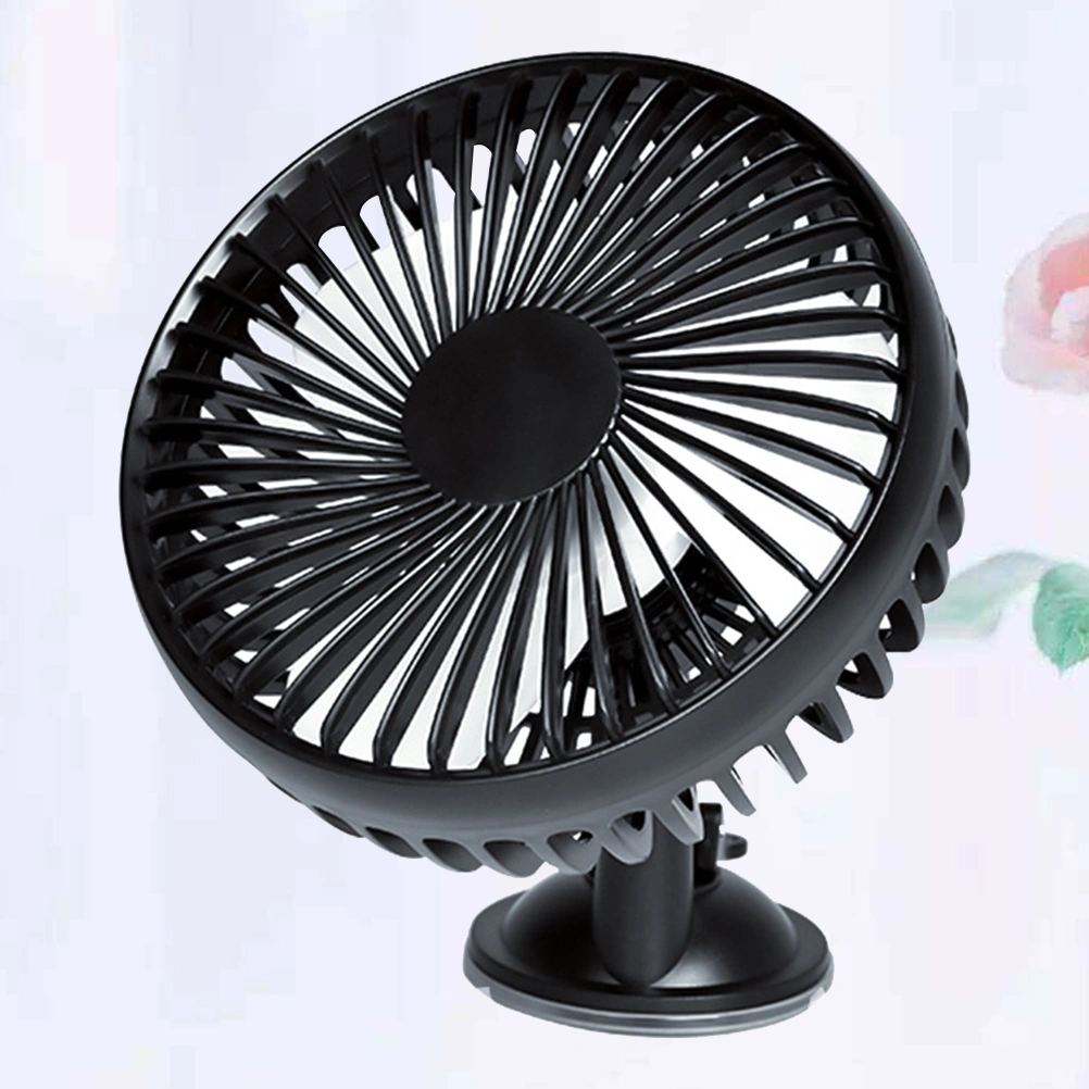 1PC Portable Mini Electric Car Fan USB Charging Low Noise Car Rotating Adjustable Summer Cooling Supplies (Black)