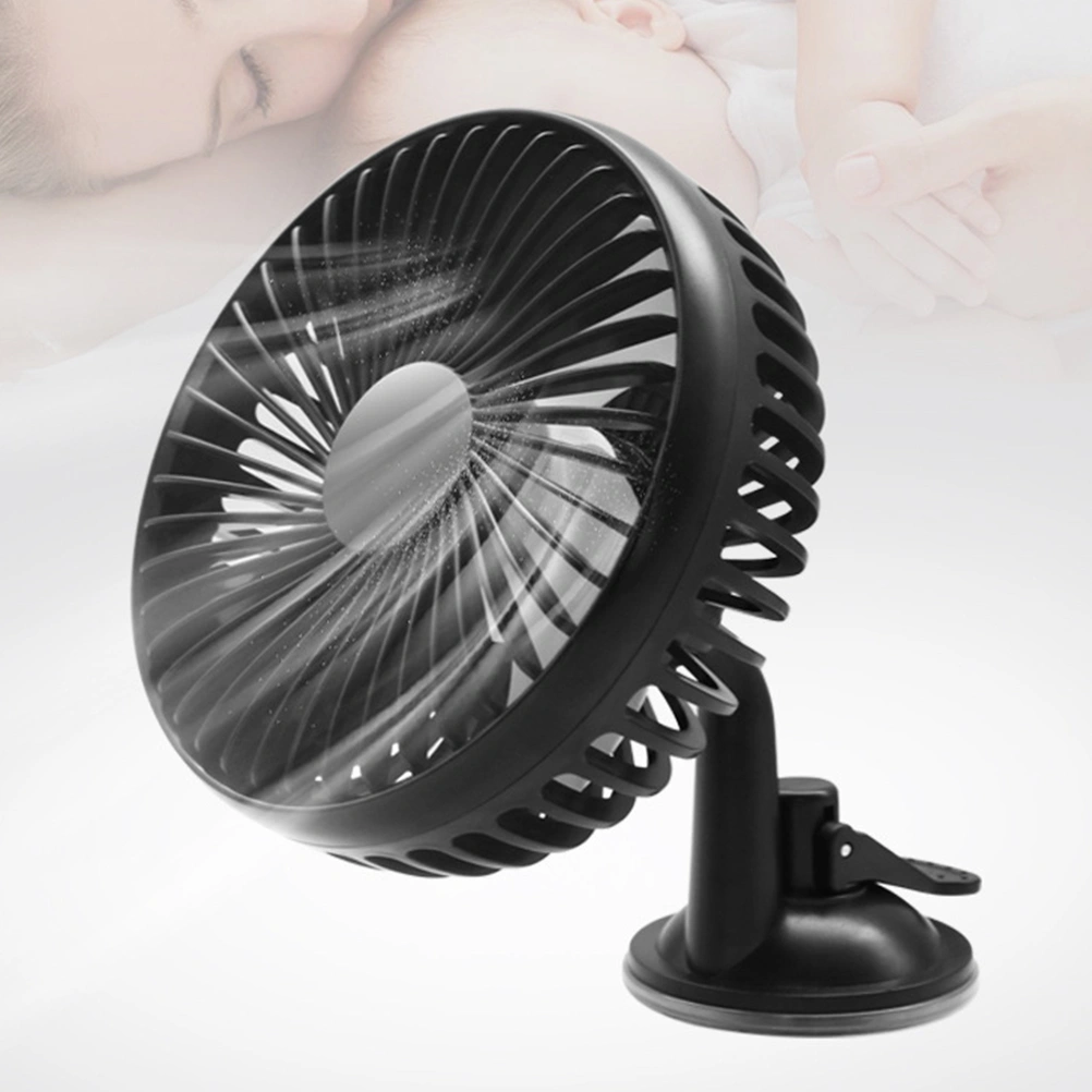 1PC Portable Mini Electric Car Fan USB Charging Low Noise Car Rotating Adjustable Summer Cooling Supplies (Black)