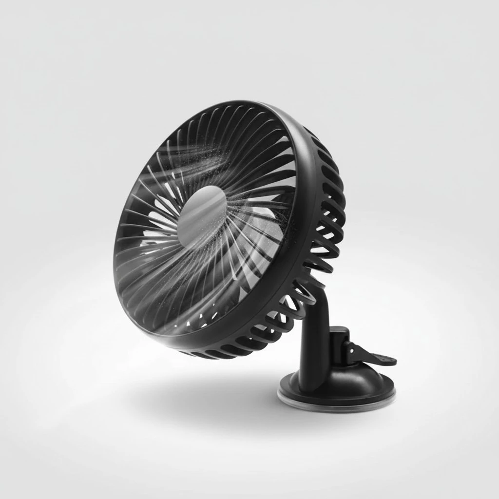 1PC Portable Mini Electric Car Fan USB Charging Low Noise Car Rotating Adjustable Summer Cooling Supplies (Black)