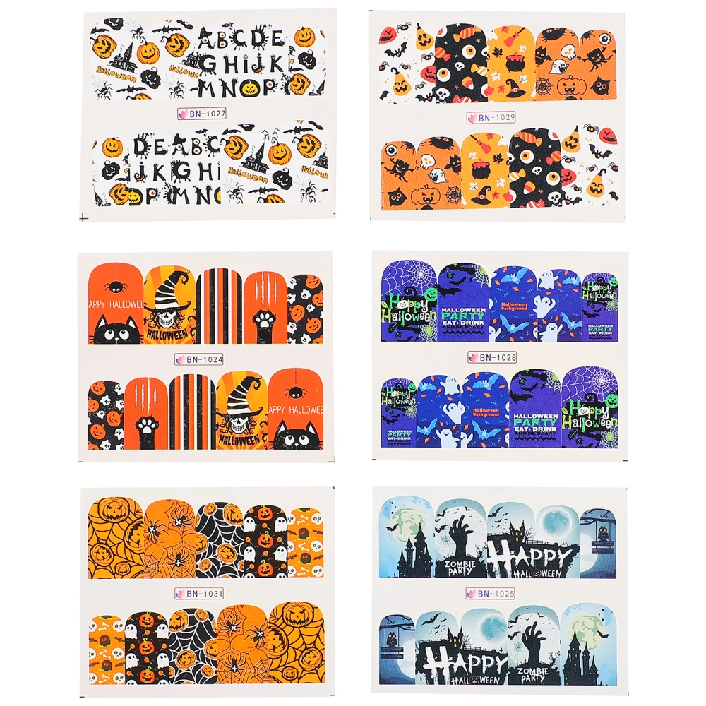 12 Sheets Halloween Nail Gel Polish Strips Pumpkin Skull Spider Ghost Stickers