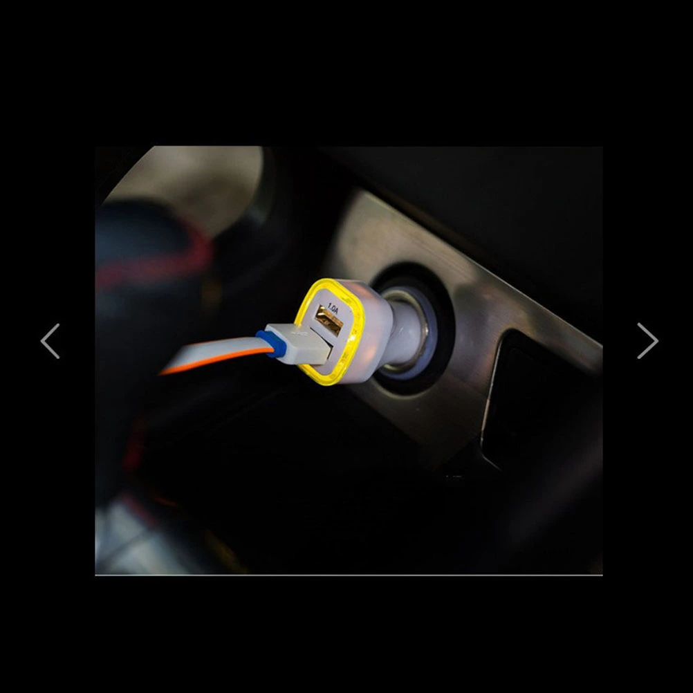 Mini Square Car Charger Universal Auto Portable Intelligent Double Dual USB Car Charger Power Adapter (Yellow)