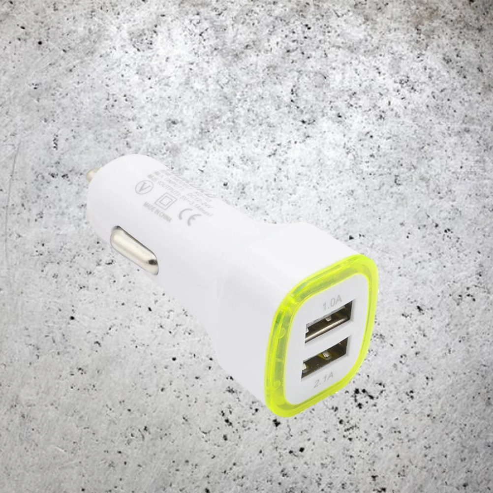Mini Square Car Charger Universal Auto Portable Intelligent Double Dual USB Car Charger Power Adapter (Yellow)