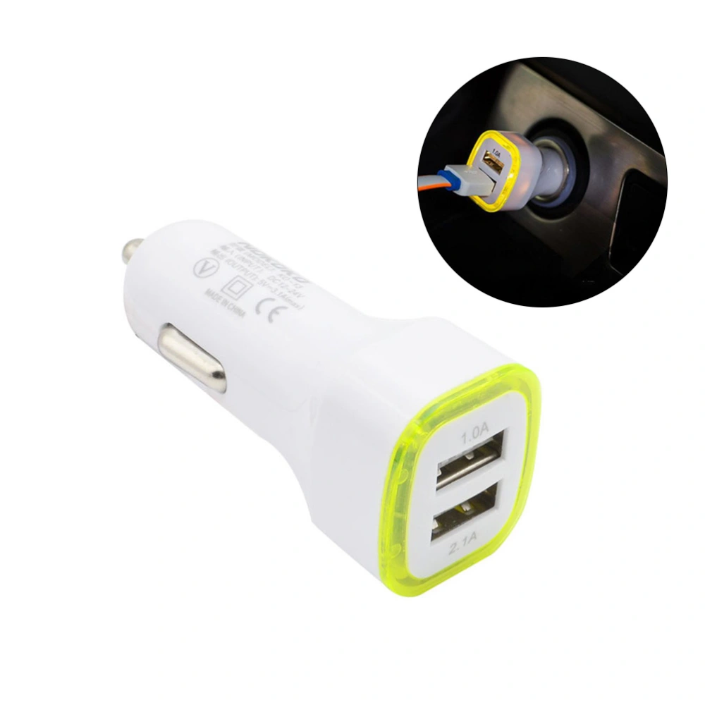 Mini Square Car Charger Universal Auto Portable Intelligent Double Dual USB Car Charger Power Adapter (Yellow)