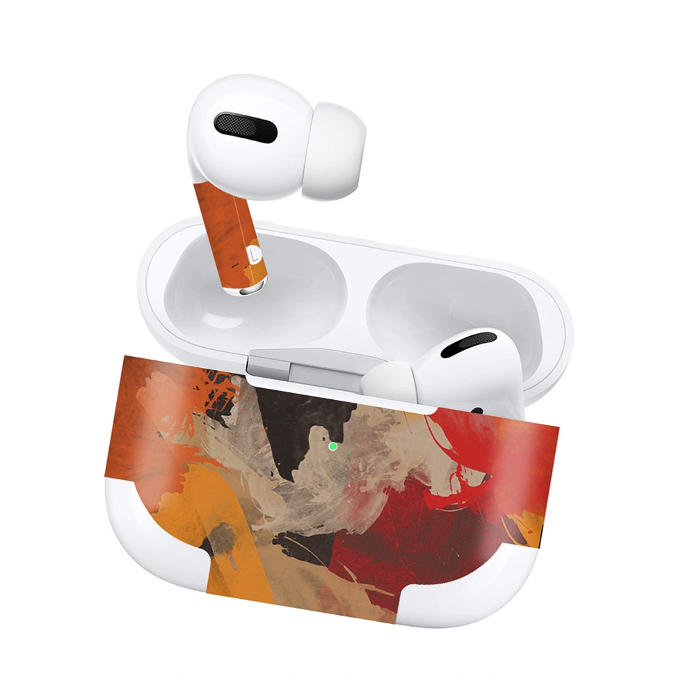 Watercolor Design Earphone Skin Sticker Dustproof Wireless Earbud Box Sticker Protective Stickers Compatible for Airpods Pro (Brown)