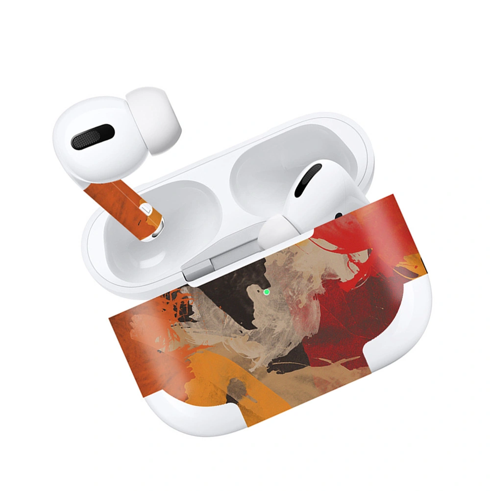 Watercolor Design Earphone Skin Sticker Dustproof Wireless Earbud Box Sticker Protective Stickers Compatible for Airpods Pro (Brown)