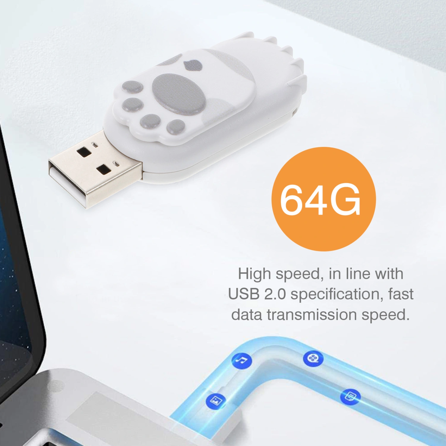 USB Flash Drive Cartoon USB Memory Stick Portable Swivel Thumb Drive(64GB)