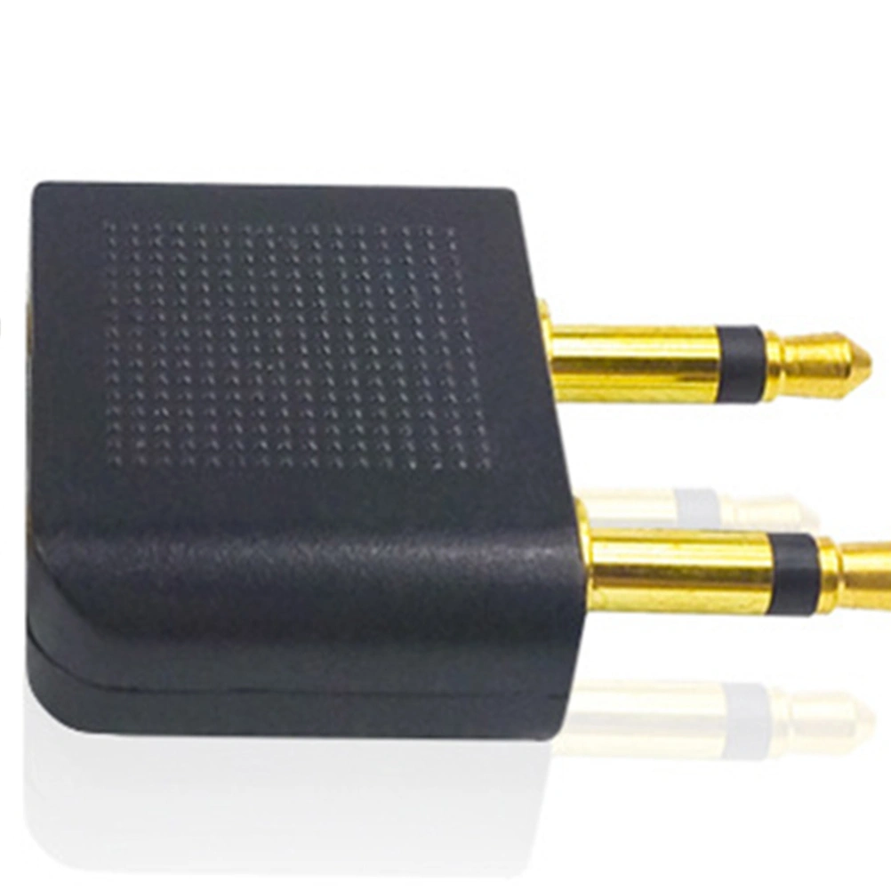 2pcs Female Stereo To 2 Male Mono Airplane Headphone Jack Audio Adapter 3.5 Jack Socket Double Adapter
