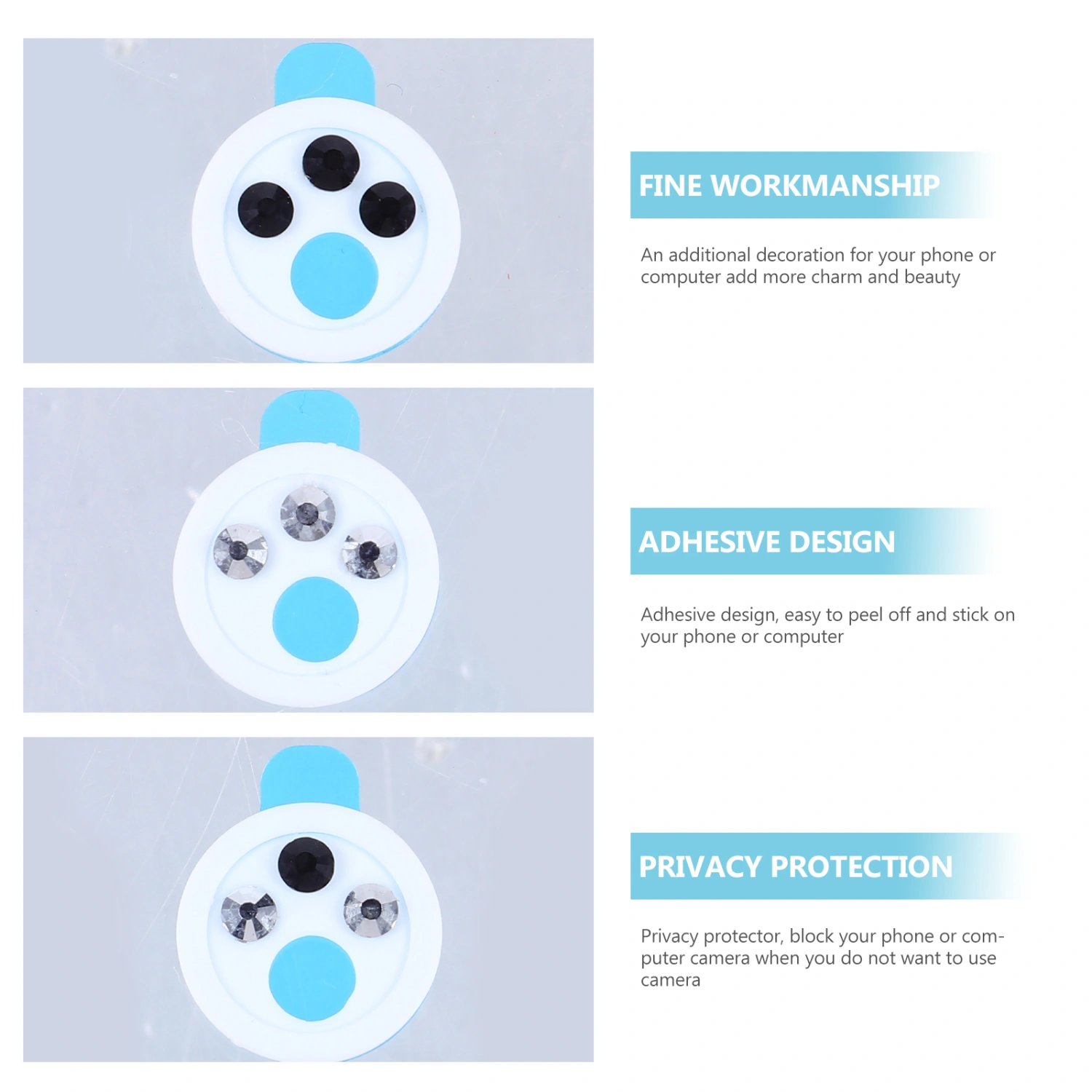 3 PCS Camera Cover Slide Blocker Round Anti-peeping Laptop Webcam Blocker