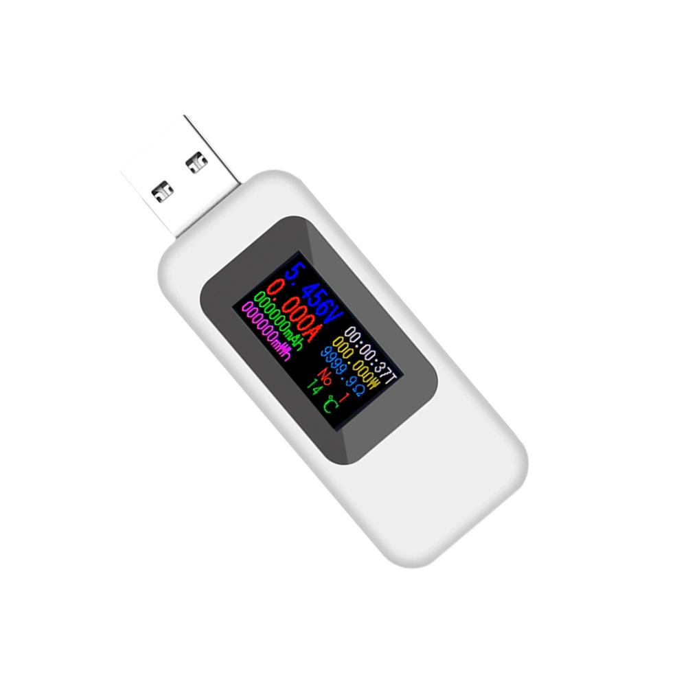 USB Charger Wattage Voltage And Current Tester Multimeter LCD USB Detector Voltmeter Ammeter Power Capacity Meter Monitor without Battery (White)