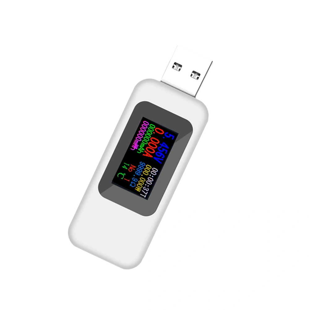 USB Charger Wattage Voltage And Current Tester Multimeter LCD USB Detector Voltmeter Ammeter Power Capacity Meter Monitor without Battery (White)