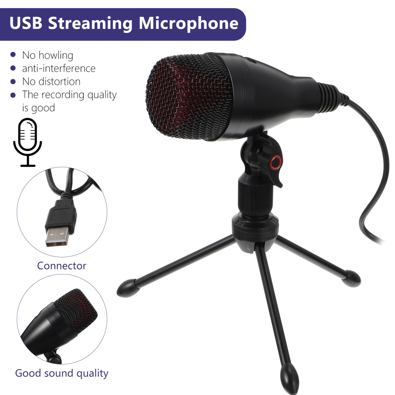 1 Set of USB Microphone Computer Recording Condenser Mic Gaming Microphone