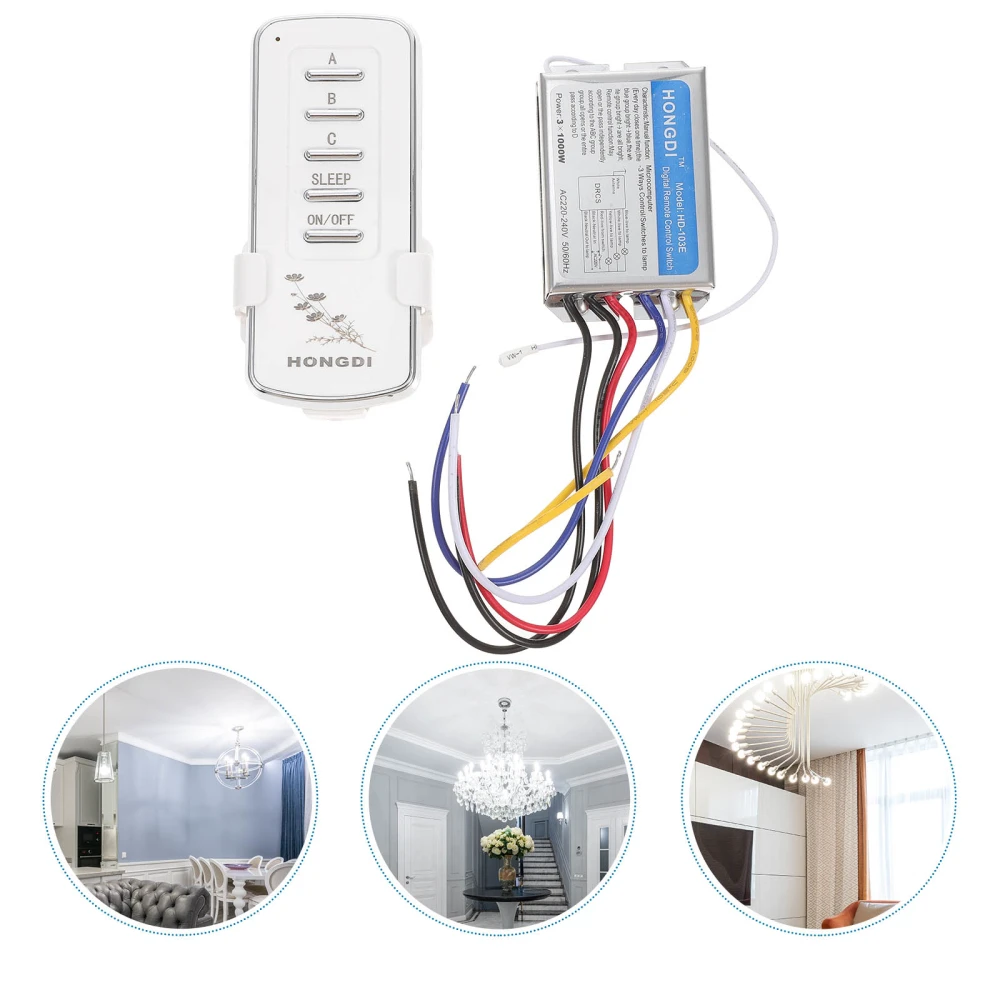 220V 3 Channel Wireless Switch Digital Switch for Lamp LED Light Droplight Fluorescent Lamp (Battery Not Included)