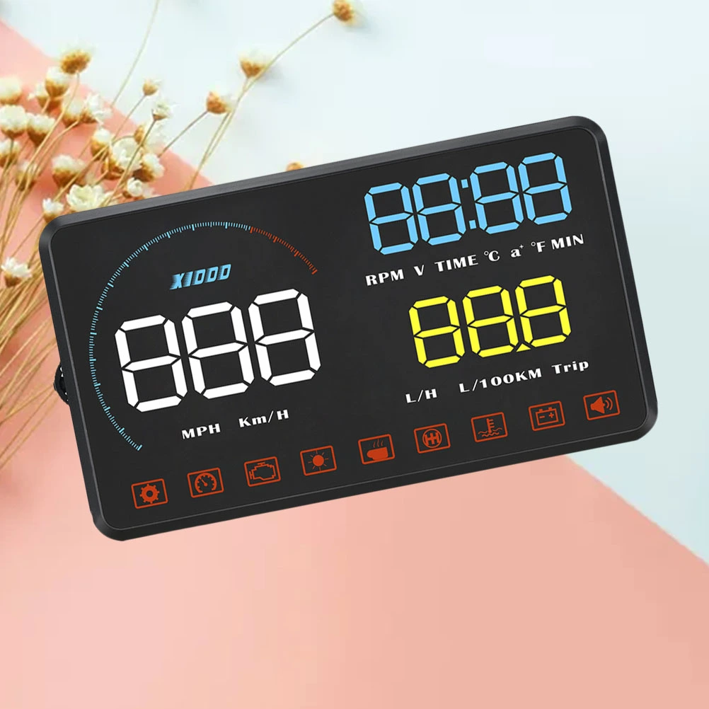 Professional Universal HUD Speedometer Heads Up Display GPS Speedometer Display for Car Auto (Blue and White)