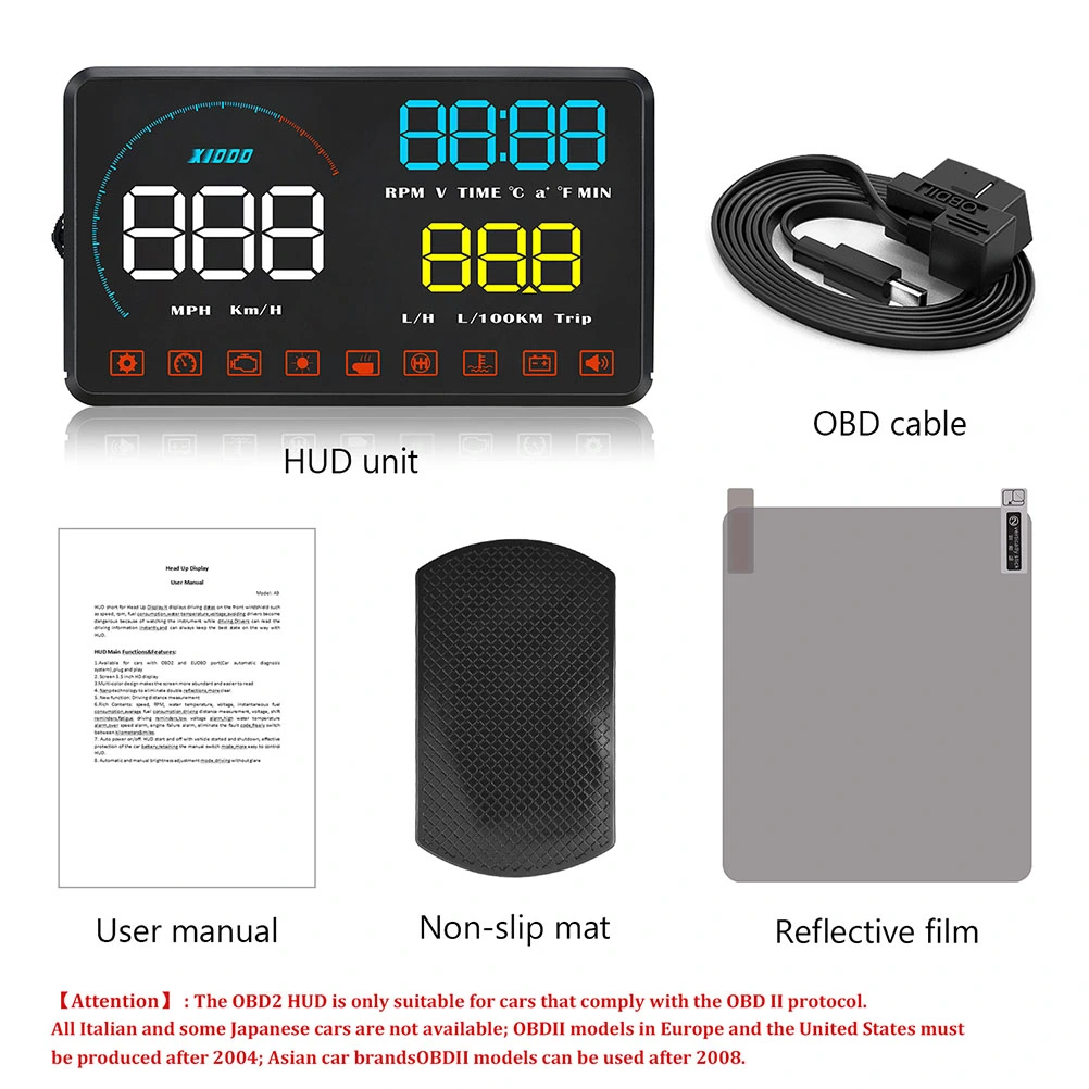 Professional Universal HUD Speedometer Heads Up Display GPS Speedometer Display for Car Auto (Blue and White)