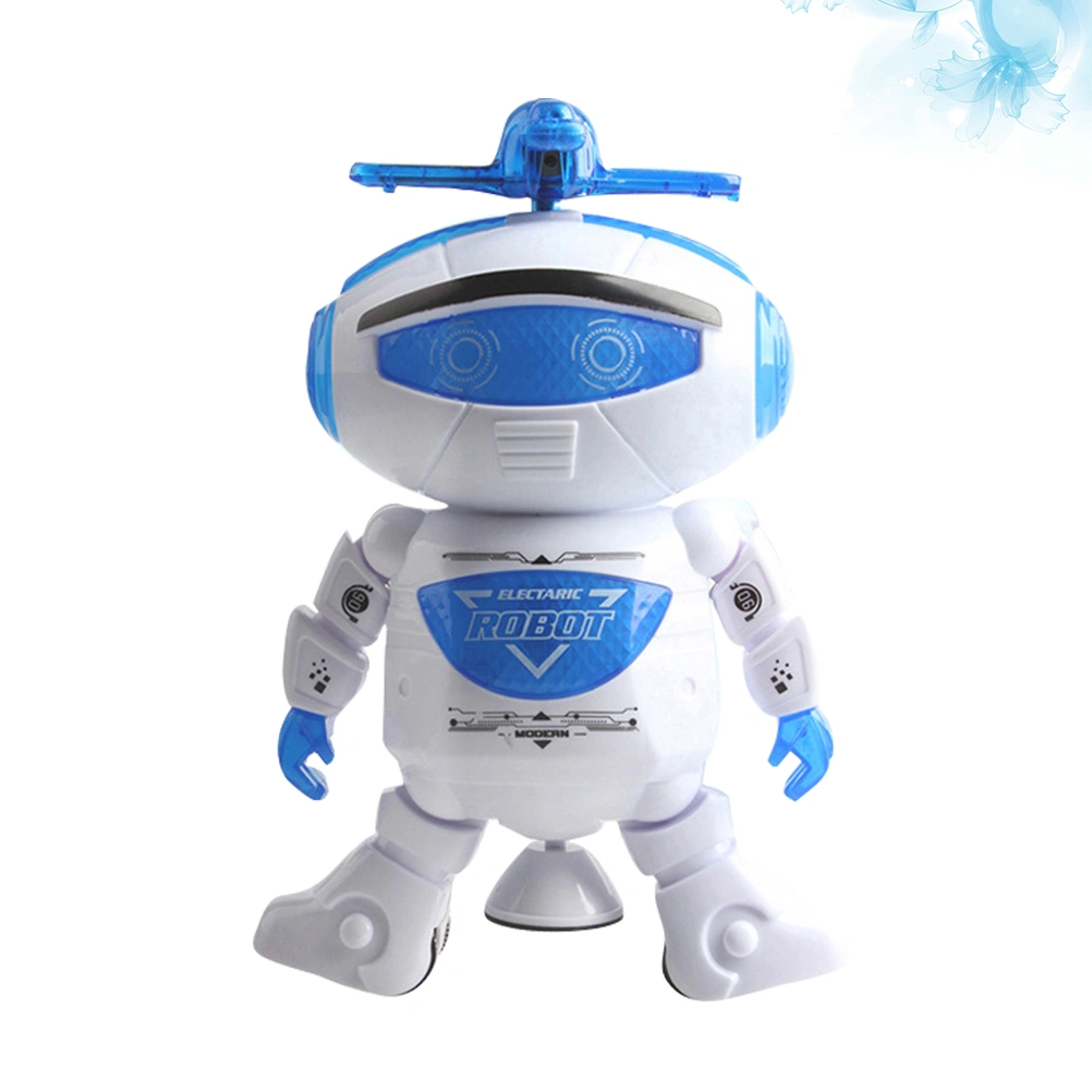 Dancing Robot Musical and Colorful Flashing Lights Toy 360 Degree Rotating Electronic Robot - No Battery Included (White)
