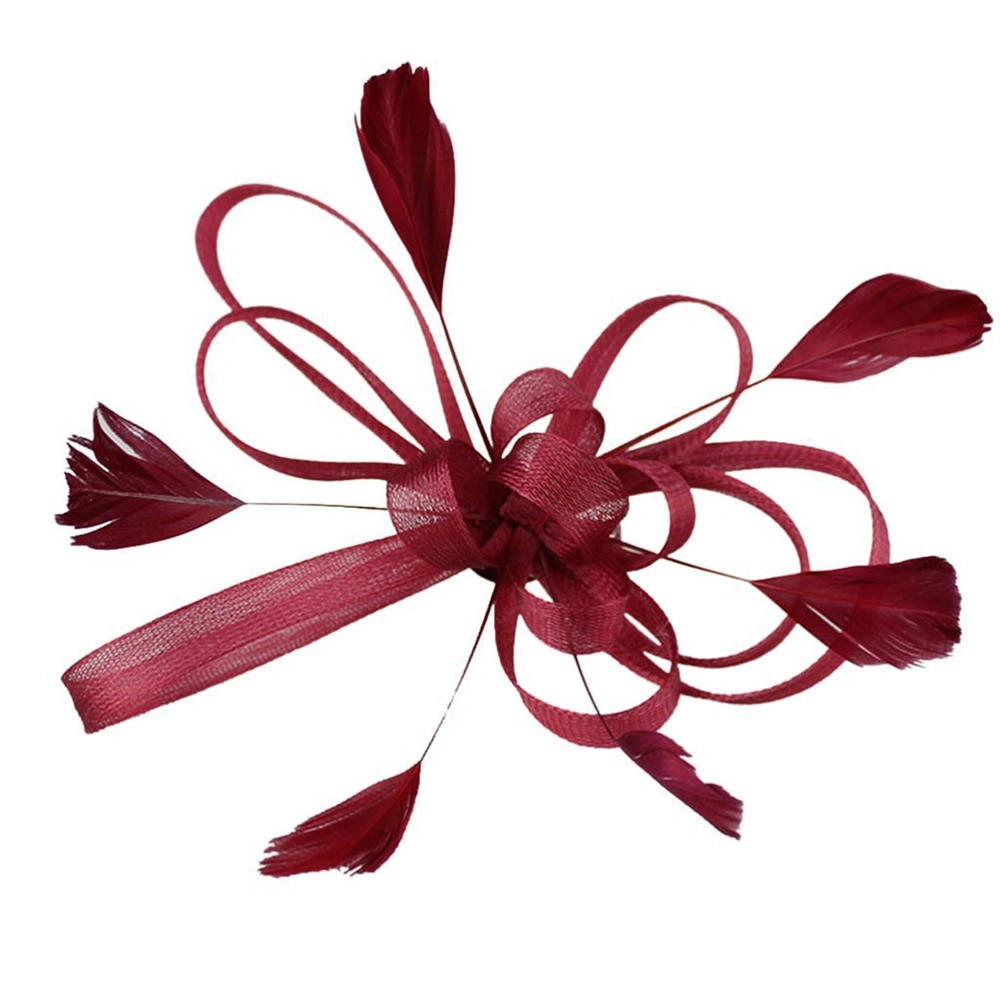 Wedding BridalFascinator Hair Clip Brooch Pin Hair Accessory (Red Wine)