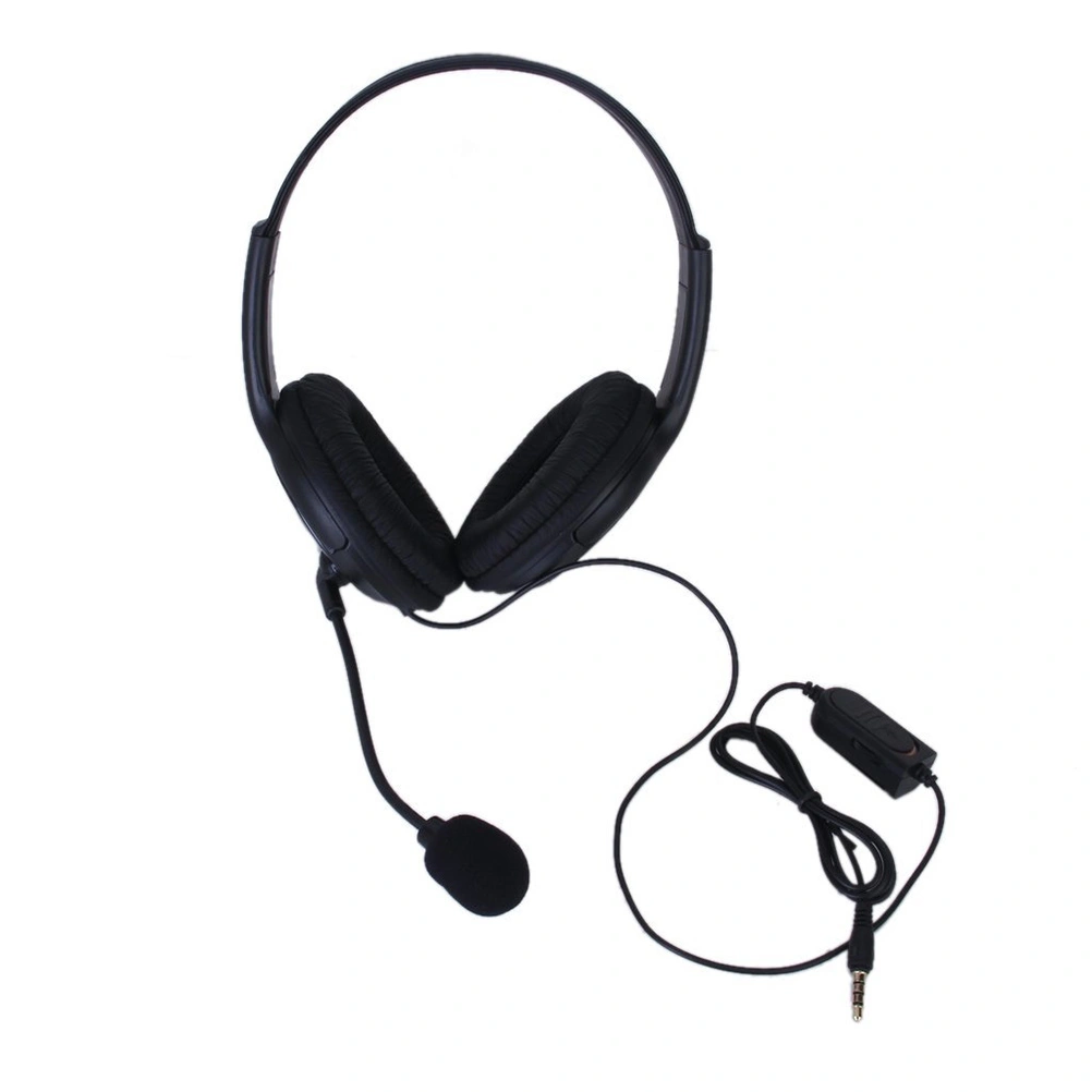 3.5mm Double Earpiece Stereo Headphone Headset Earphone with Volume Control for PS4 (Black)