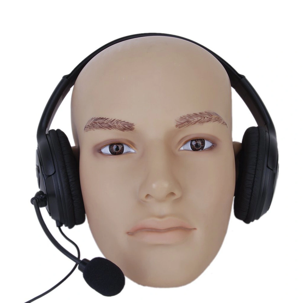 3.5mm Double Earpiece Stereo Headphone Headset Earphone with Volume Control for PS4 (Black)