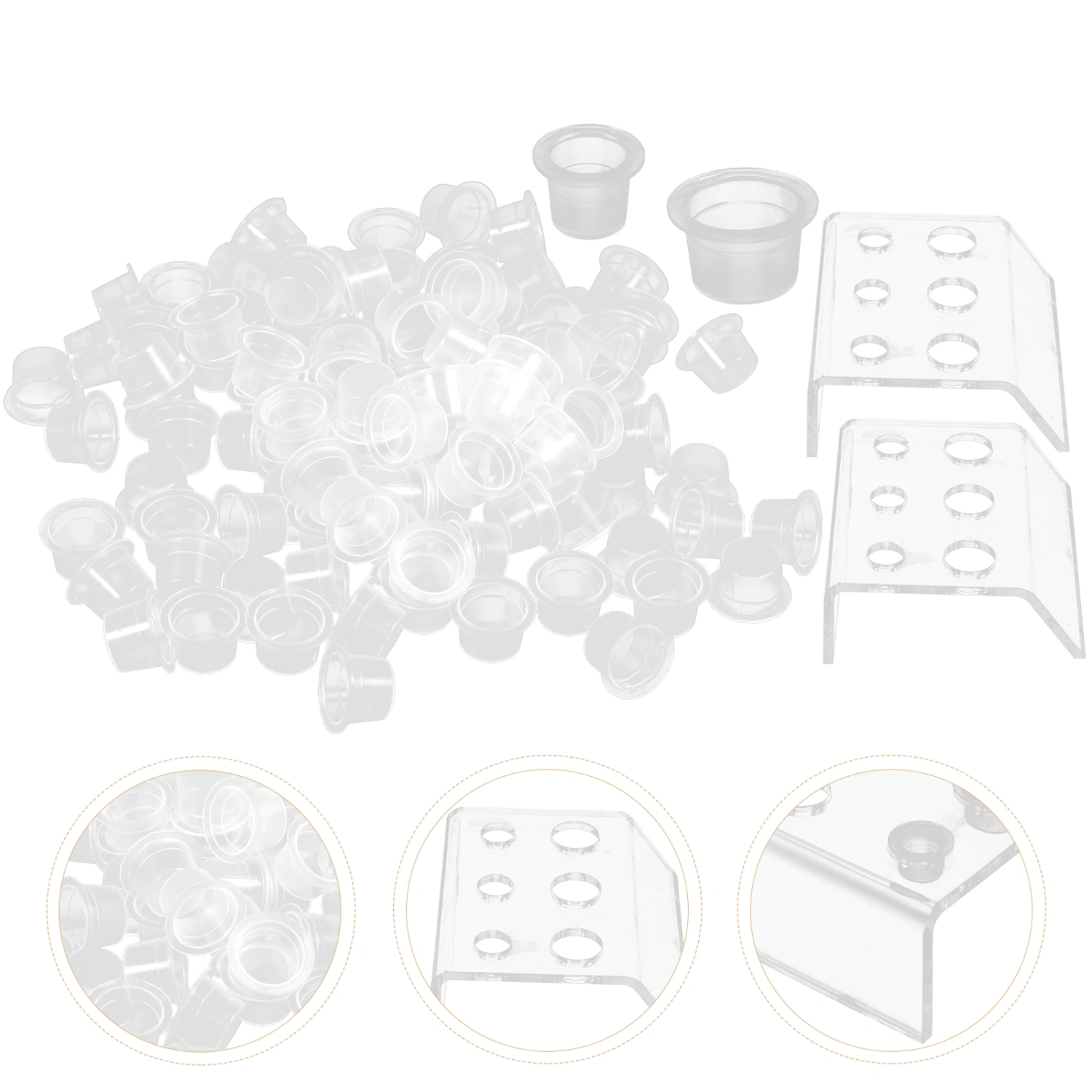 1 Set of Pigment Ink Cups Tattooing Color Cups Ink Cups Wear Resistant Ink Holders with Stand