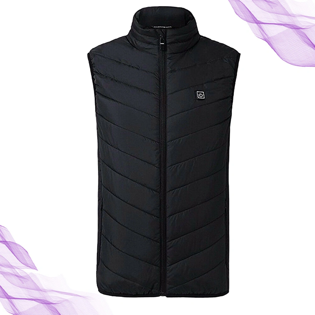 Men Vest Washable Electric Heated Cotton Vest Warm Body Warmer Adjustable USB Charging Heated Clothing for Men (Black, Size XL)