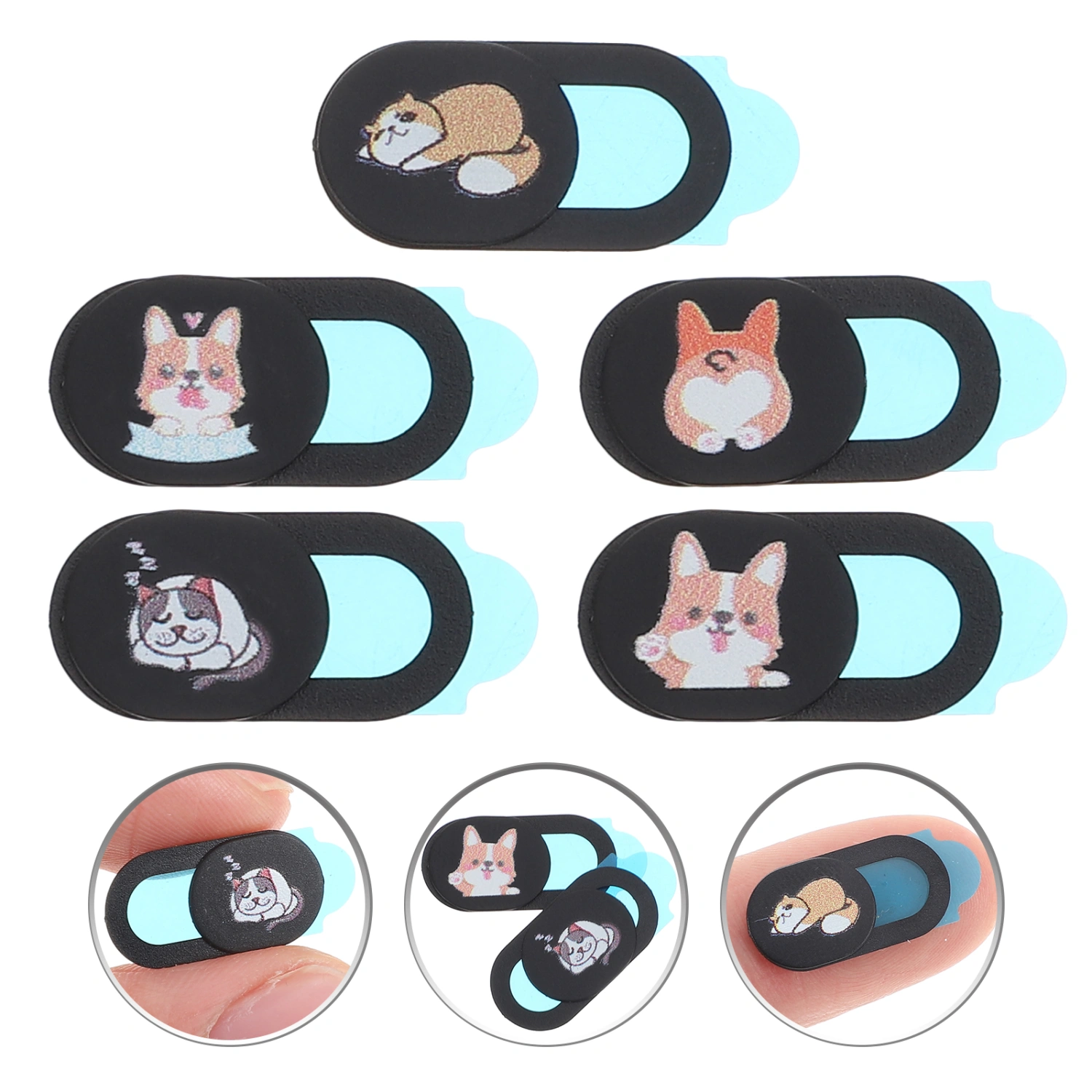 5Pcs Cat Pattern Camera Slide Cover Notebook Webcam Cover Privacy Protector