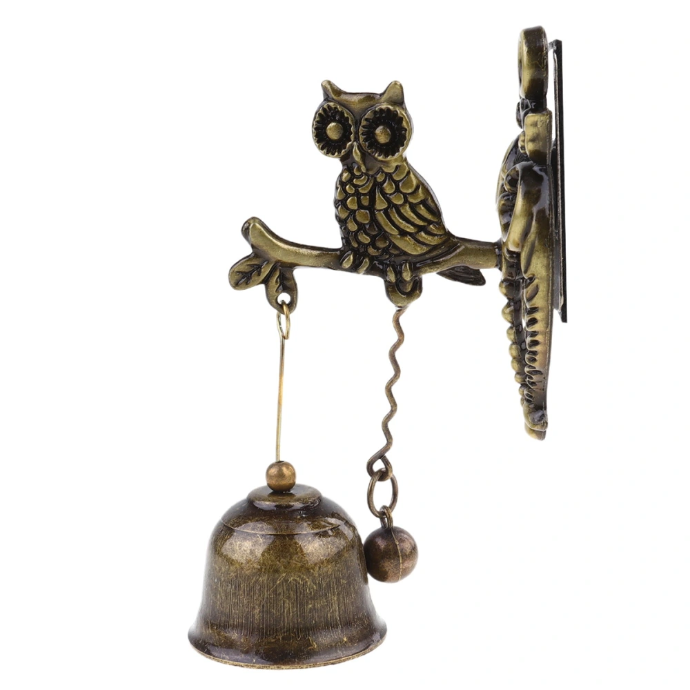 Retro Owl Door Bell Small Alloy Doorbell Wind Chime with Iron Bell Wall Decoration for Indoor Outdoor