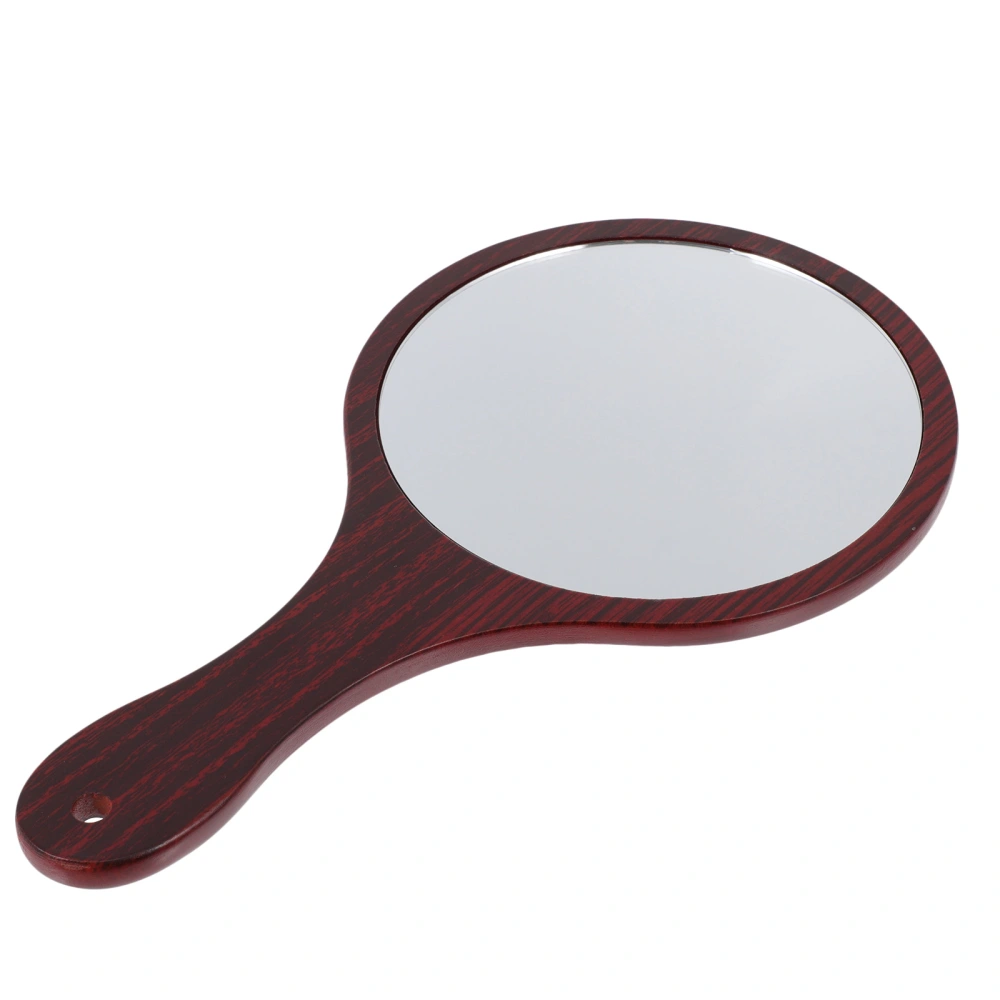 1Pc Wooden Handle Makeup Mirror Retro Cosmetic Mirror Handheld Makeup Mirror