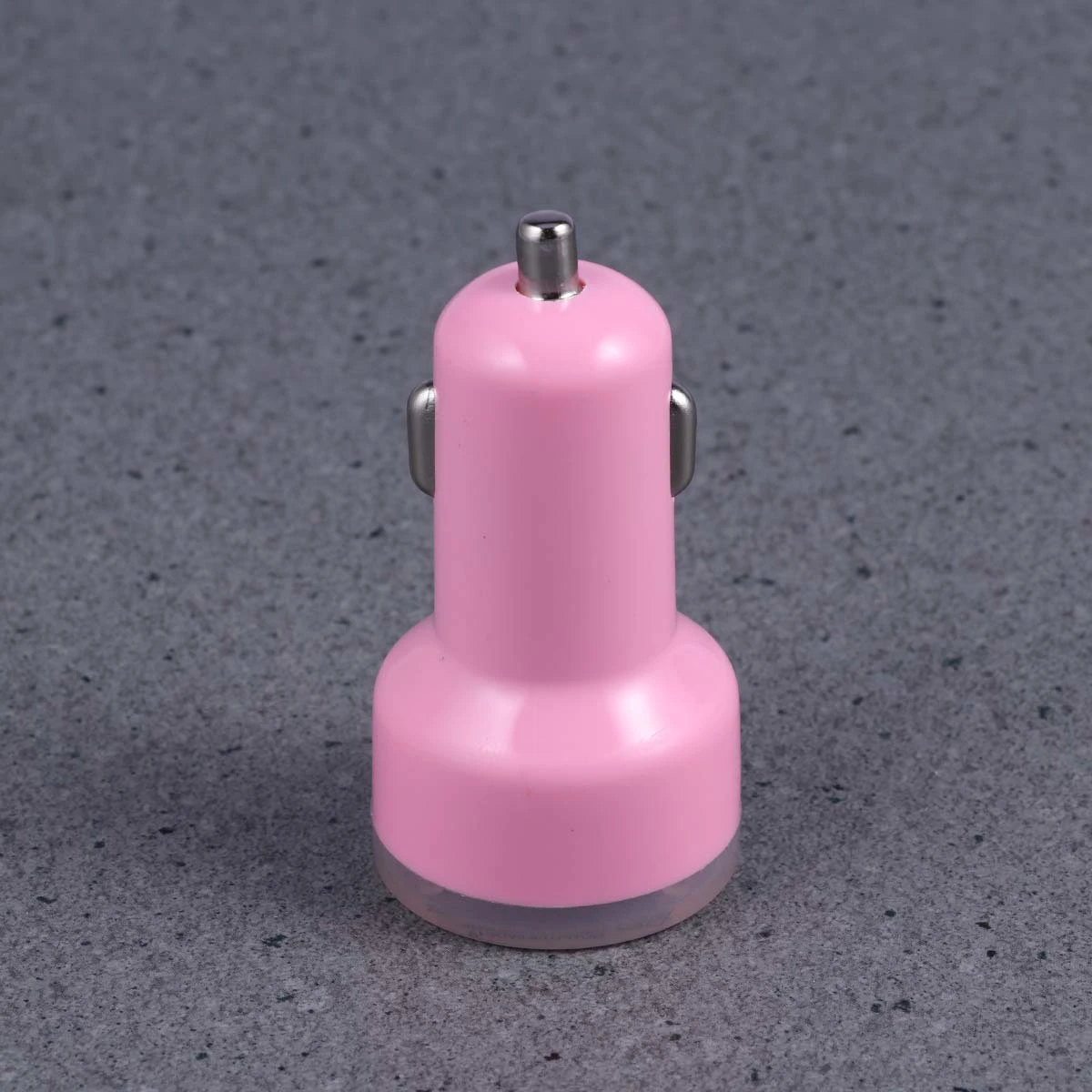 2.1A USB Universal Car Charger Mini Bullet LED Double USB 2-Port Car Charger Adaptor for Mobile Phone (Pink)
