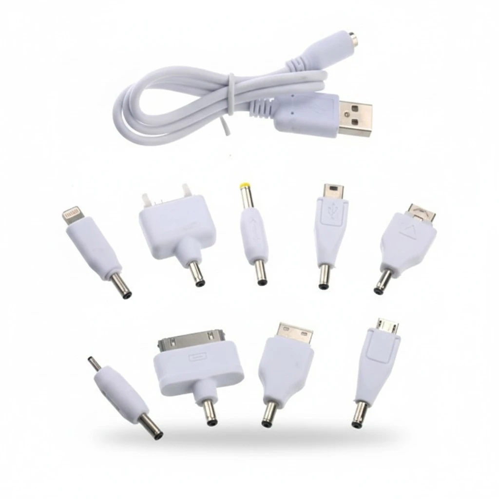 9-in-1 Different Cellphone Adapters Set with USB Adapter Cable for Mobile Power Bank (White)