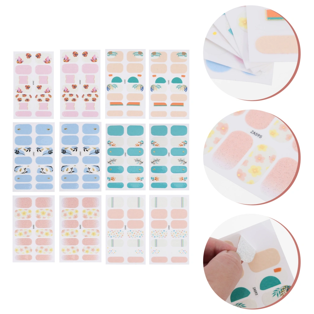 12 Sheets of Full Wrap Nail Polish Stickers Fresh Nail Strips Nail Art Polish Decals