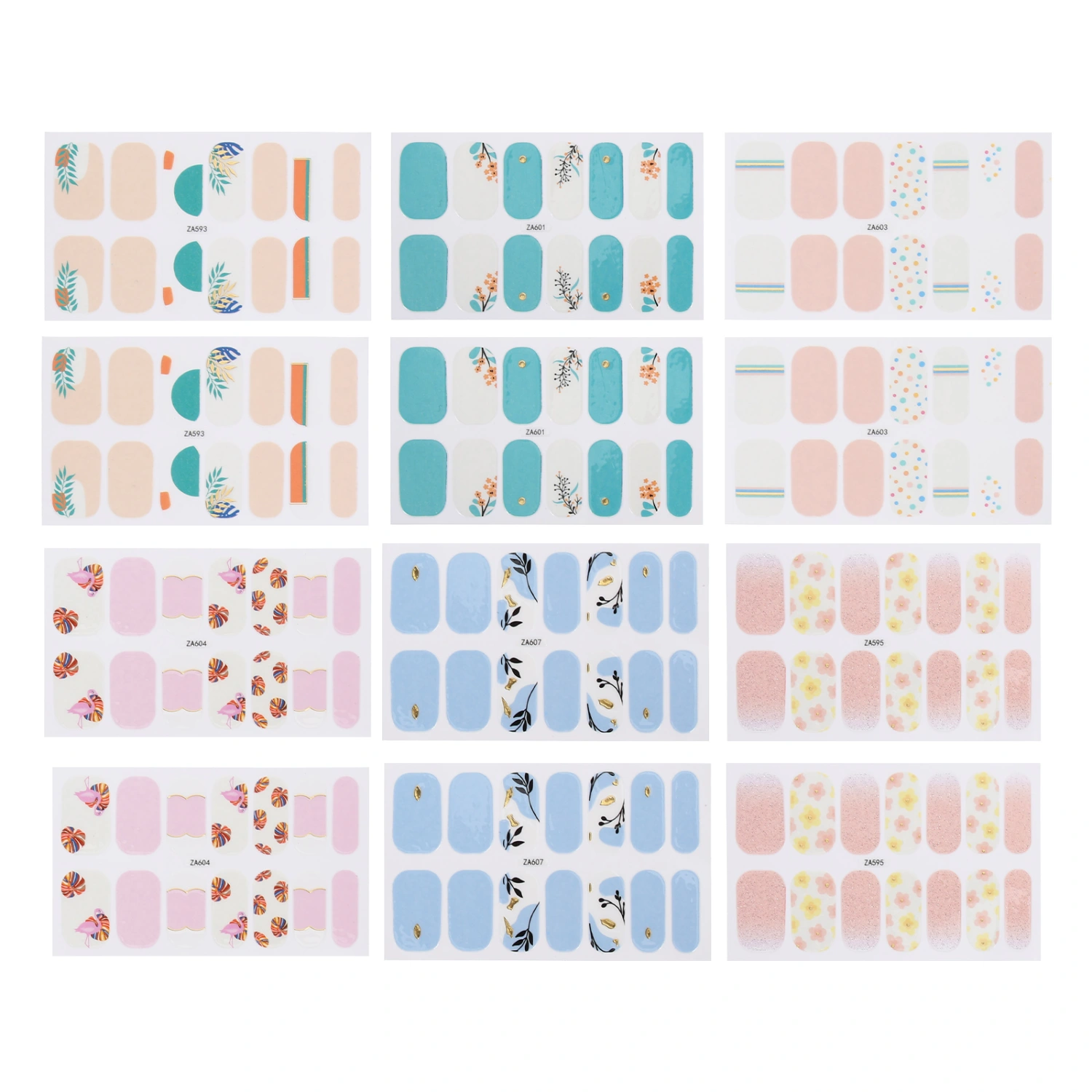 12 Sheets of Full Wrap Nail Polish Stickers Fresh Nail Strips Nail Art Polish Decals