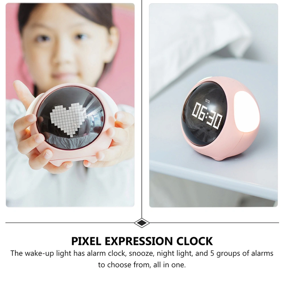 1pc Led Expression Pixel Clock Intelligent Digital Luminous Alarm Clock for Kid