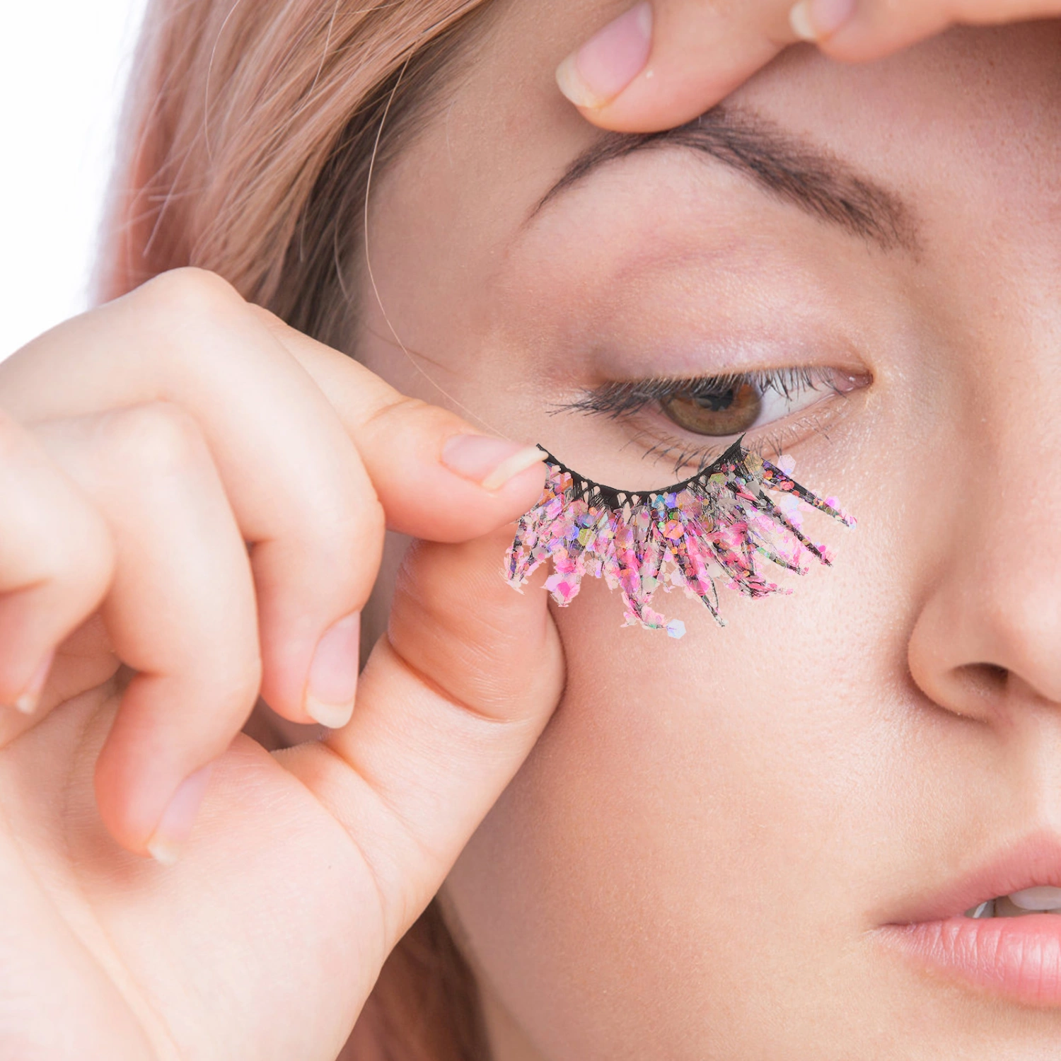 5 Pairs False Eyelashes Fake Lashes Glitter Colored Lashes Fluorescent 3D Eyelashes (5 Styles)