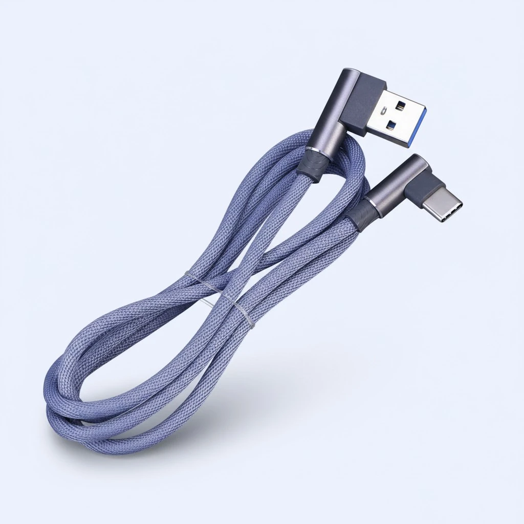 1M Right Angle USB Type C Cable Braided USB 2.4 A to 90 Degree USB-C Data Cable Charger Cord for Huawei P20/P20 Pro Mate 10 Galaxy S9/S8+ Note 8 LG V30 V20 G6 and More (Grey)