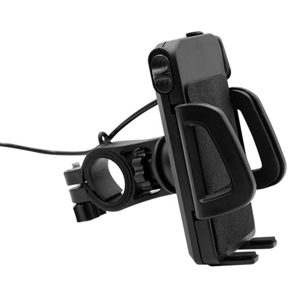 Universal Motorcycle Phone Holder 360 Degree Rotatable Bike Bracket with 2A Output USB Charging Port for GPS Mobile Phone (Black)