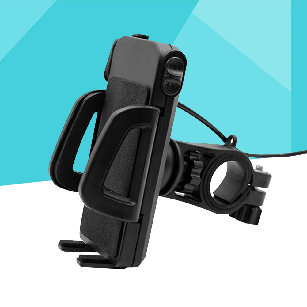 Universal Motorcycle Phone Holder 360 Degree Rotatable Bike Bracket with 2A Output USB Charging Port for GPS Mobile Phone (Black)