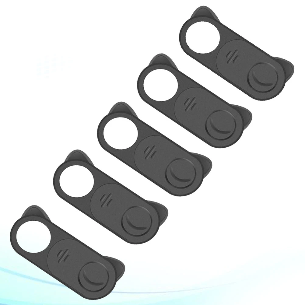 5Pcs Computer Camera Protective Lid Multifunctional Computer Webcam Cover Privacy Protective Cover with 3 Packs Wipes Black
