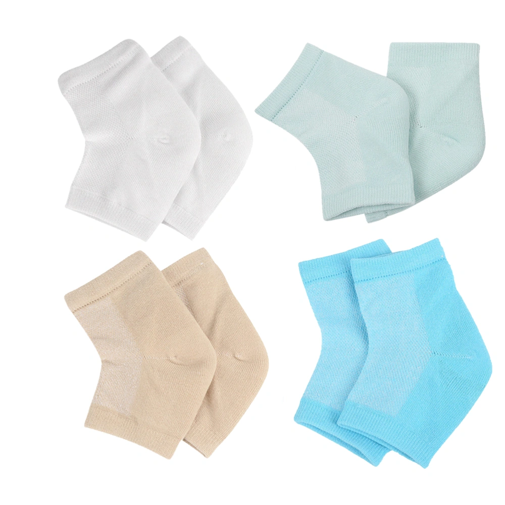 4 Pairs Anti-Dry Heel Protection Socks Moisturizing Gel Socks Breathable Ankle Socks (White, Green, Blue, Skin Color)