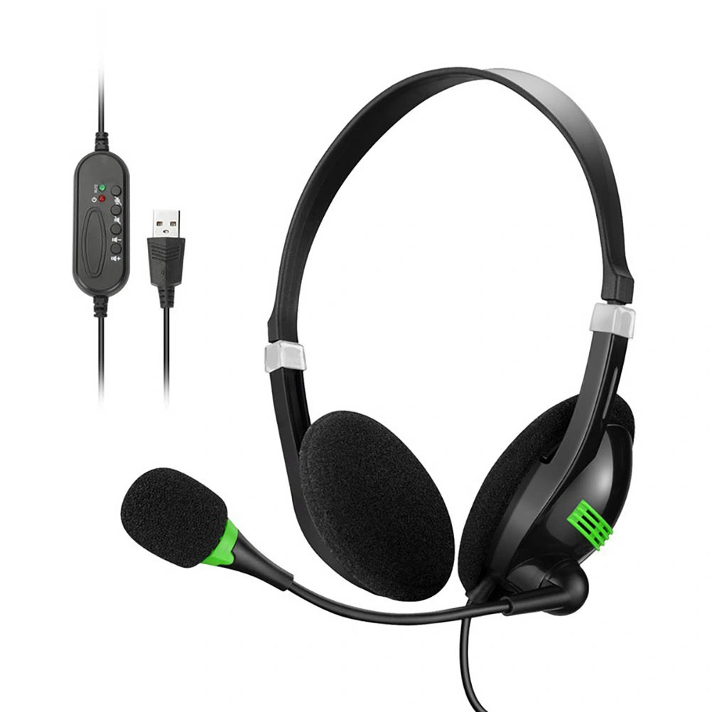 Wired USB Gaming Headset Noise Reduction Mic Wired Control Over Ear Headset