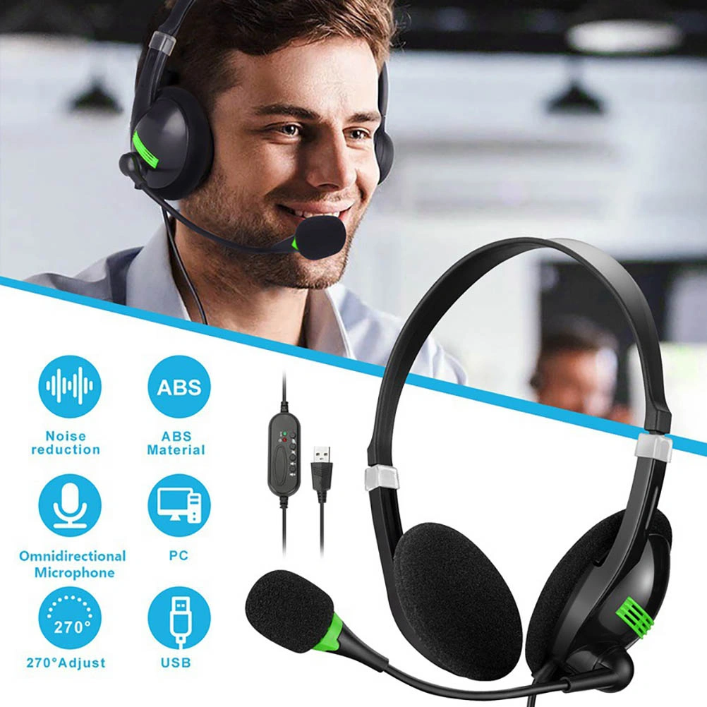 Wired USB Gaming Headset Noise Reduction Mic Wired Control Over Ear Headset
