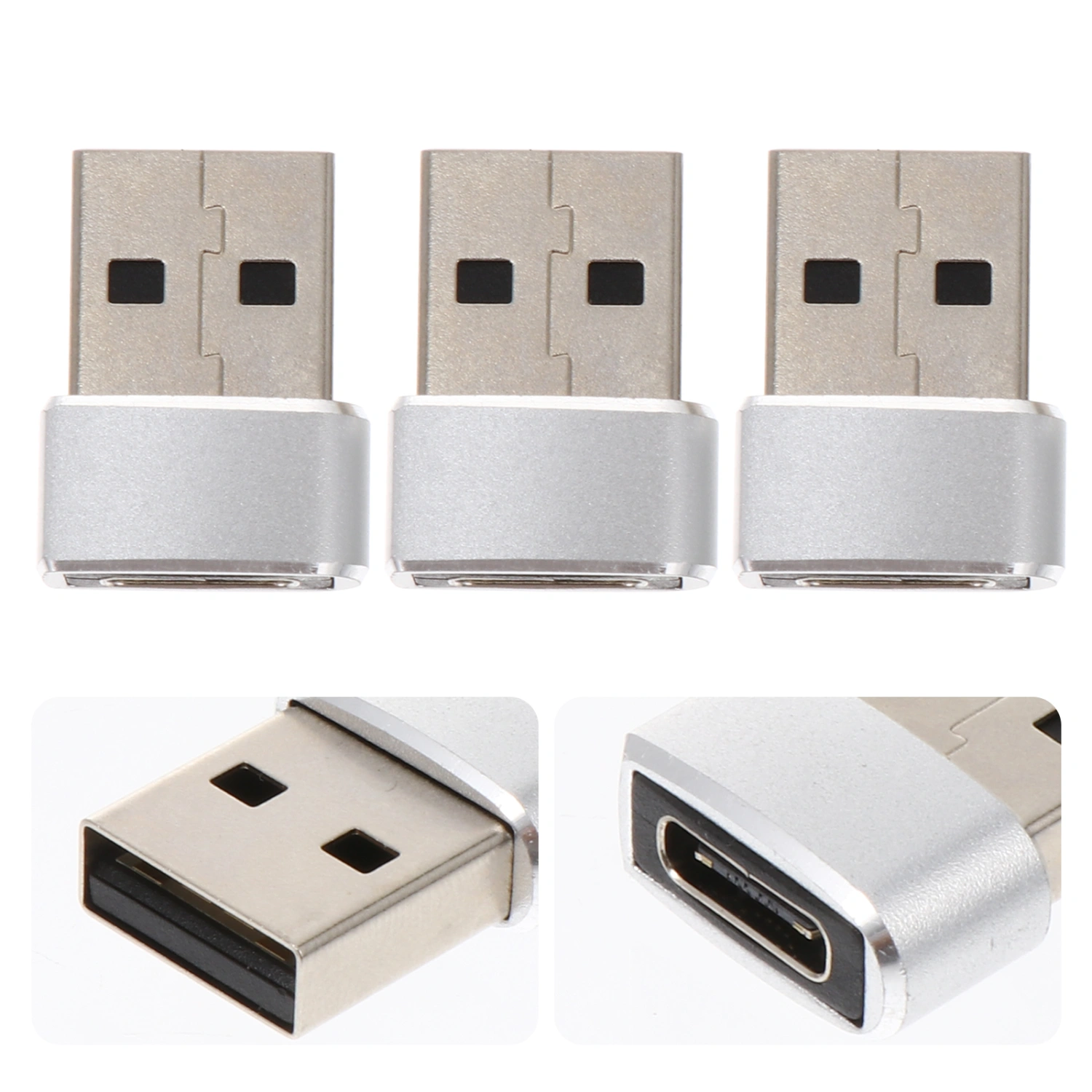 3pcs USB to Type-C Adapter Type-C to USB 2.0 Converter Charging Adapter